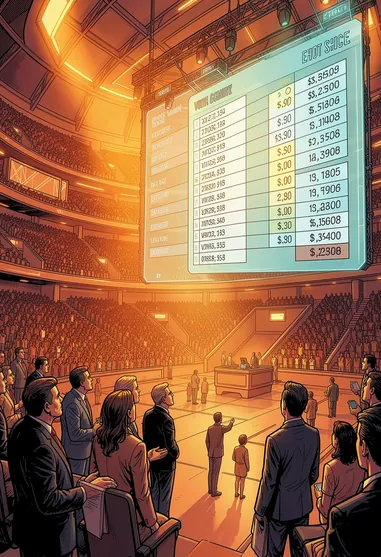 Citizens reviewing a public congressional voting accountability board